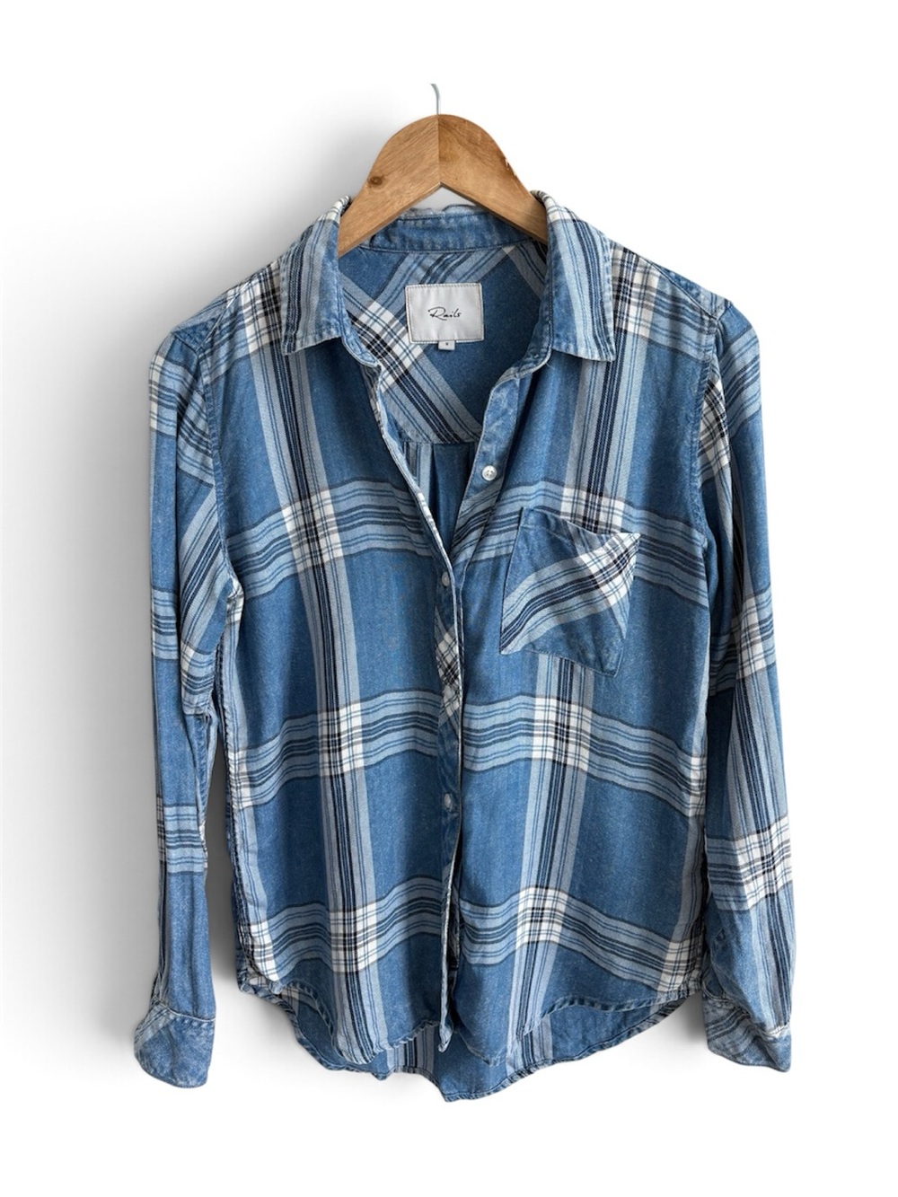 Rails Hunter Plaid Button Down Shirt Blue White S